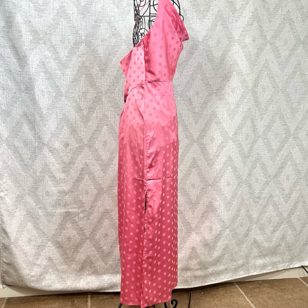 Vici pink polka dot cowl neck silky midi dress size S - Picture 4 of 12